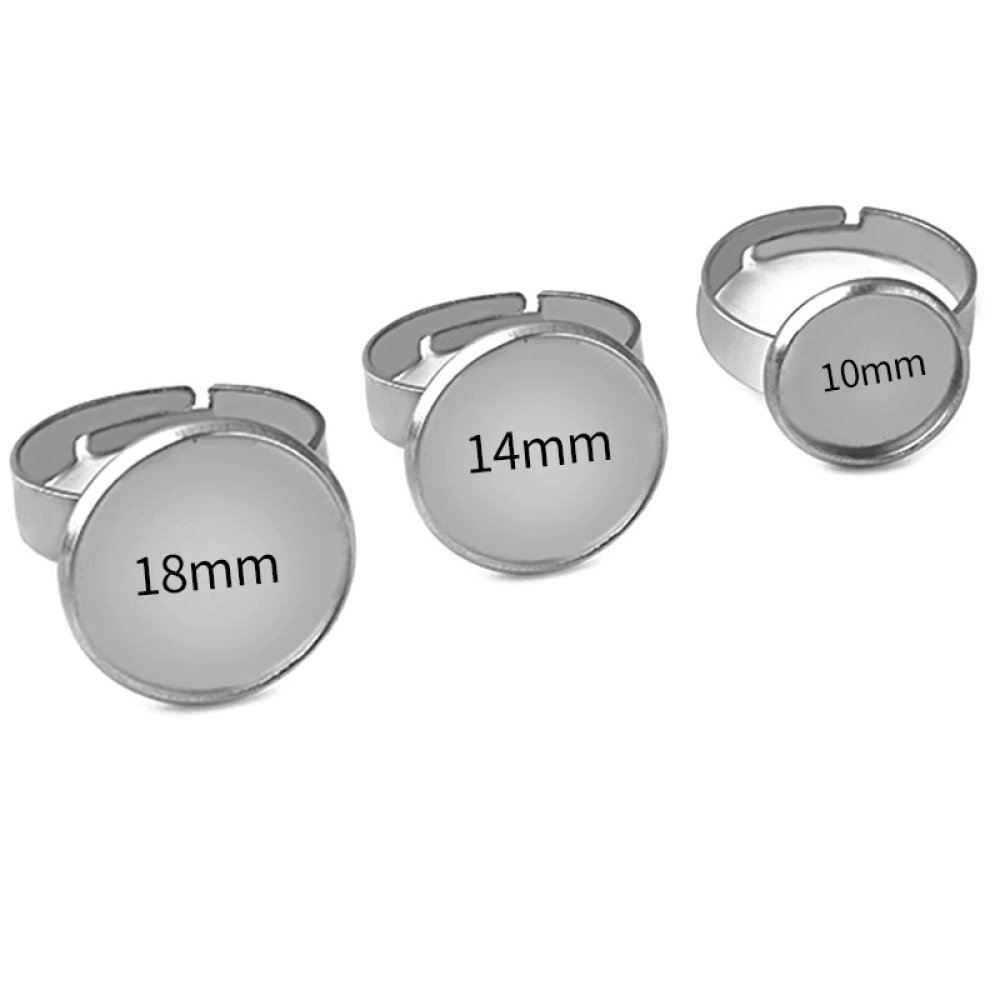 1 rund cabochonholder med 10 mm ring Sølv N°04