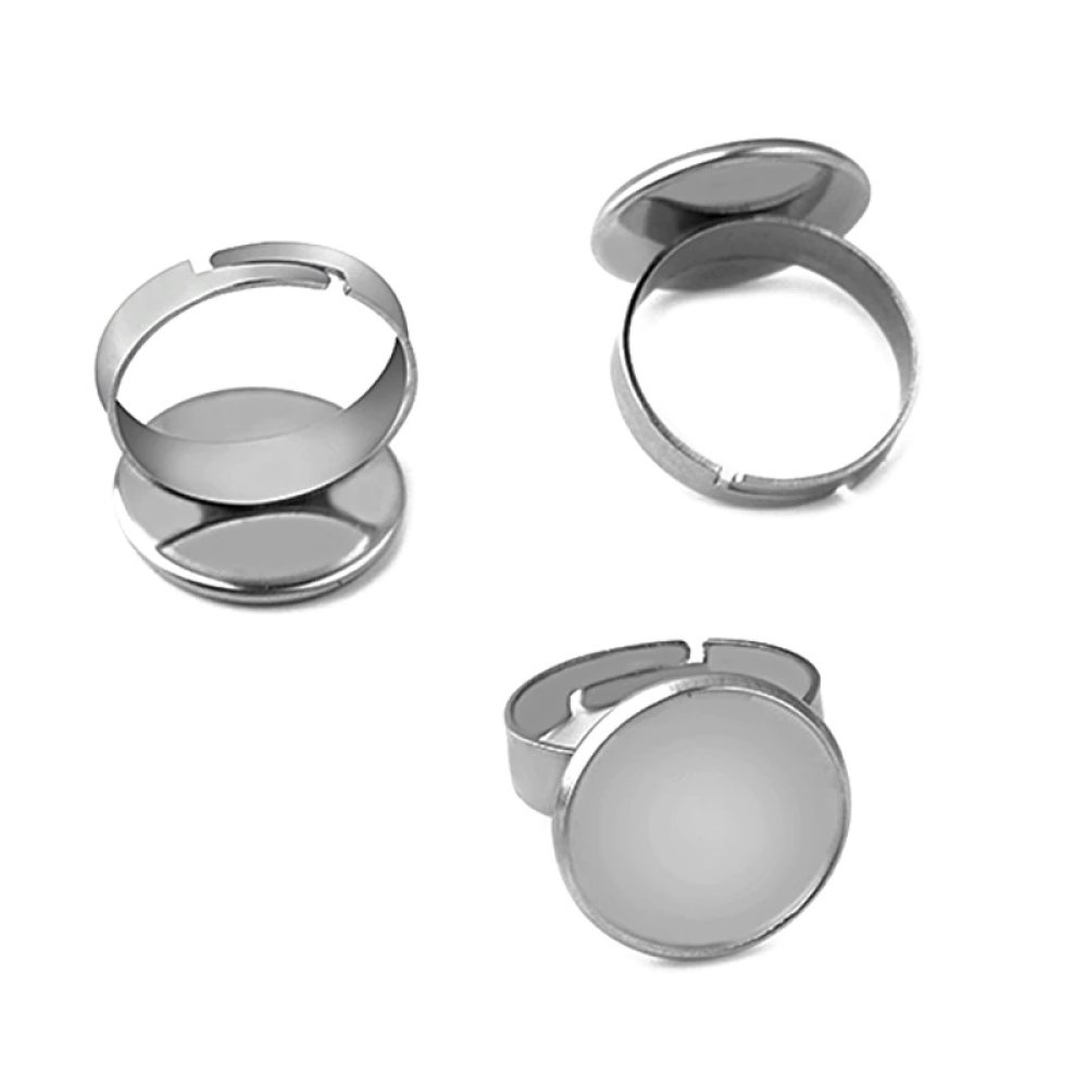1 rund cabochonholder med 10 mm ring Sølv N°04