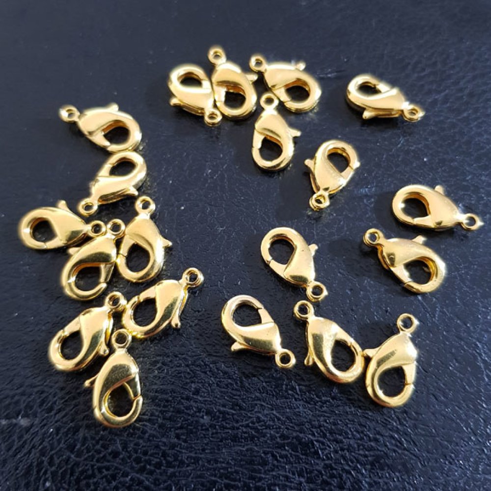 20 karabinhageclips 12 x 07 mm guld.