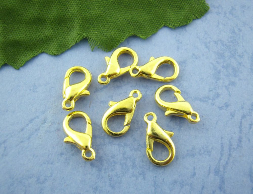 20 karabinhageclips 12 x 07 mm guld.