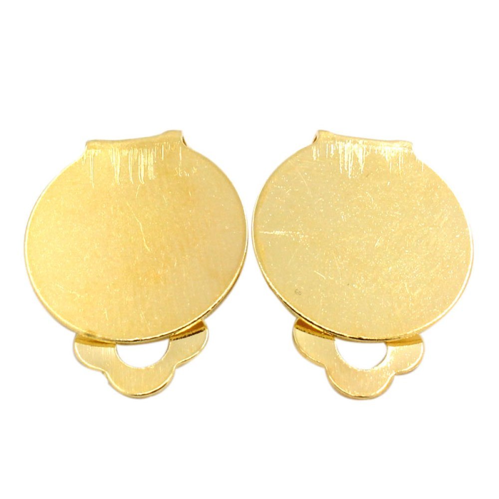 20 ørestikker med clips plateau 15 mm guld