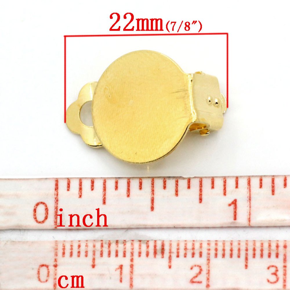 20 ørestikker med clips plateau 15 mm guld