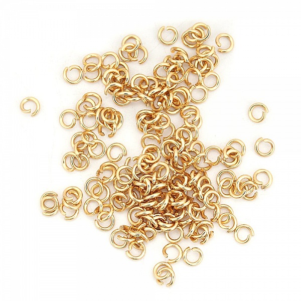 2 &aring;bne forbindelsesringe 04 mm Rustfrit st&aring;l forgyldt nr. 03