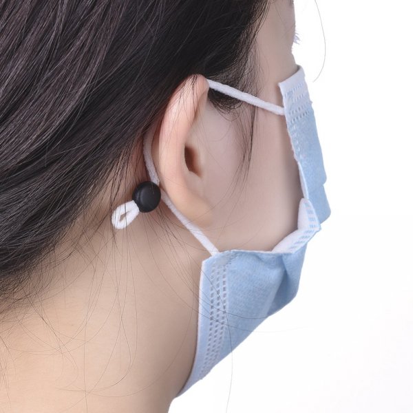 2 sorte elastiske b&aring;nd med justerbar sp&aelig;nde til fastg&oslash;relse af maske