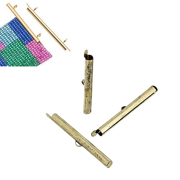 2 sp&aelig;nder endeh&aelig;tter kobberr&oslash;r antik bronze farve 30x6mm-71739 