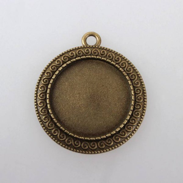 2 x 25mm bronze cabochon holdere, cabochon vedh&aelig;ng 119AB 