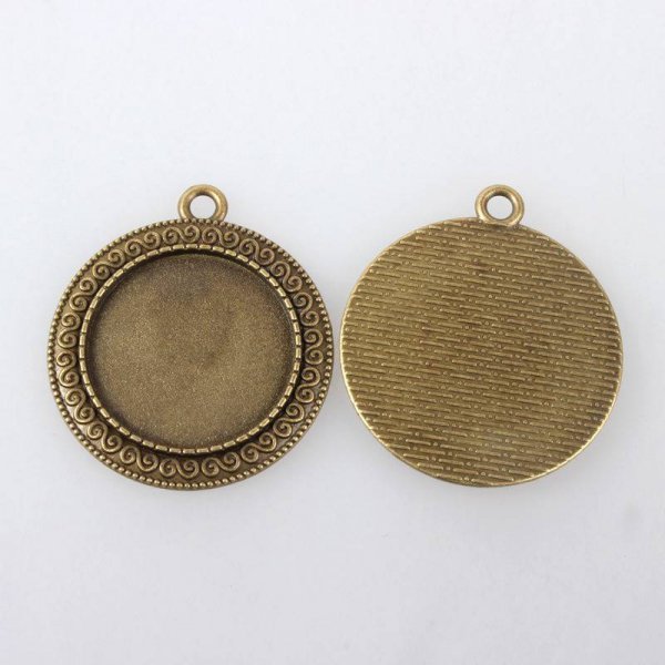 2 x 25mm bronze cabochon holdere, cabochon vedh&aelig;ng 119AB 