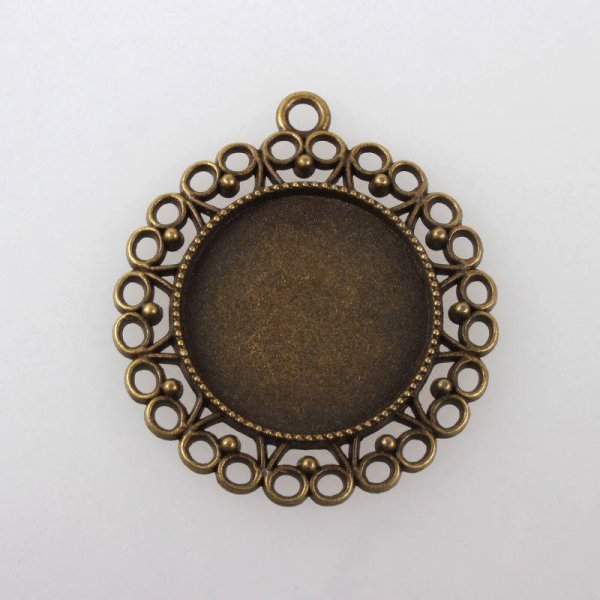 2 x 25mm bronze cabochon holdere, cabochon vedh&aelig;ng 118AB 