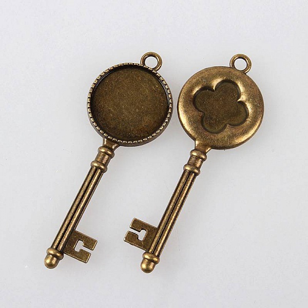 2 x 20mm bronze cabochon holdere, cabochon vedh&aelig;ng 132AB 