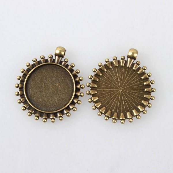 2 x 25mm bronze cabochon holdere, cabochon vedh&aelig;ng 84AB 