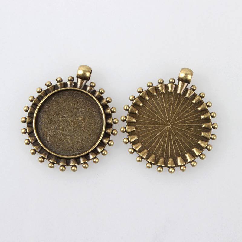 2 x 25mm bronze cabochon holdere, cabochon vedhæng 84AB 