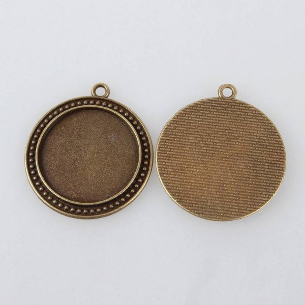 2 x 30mm bronze cabochon holdere, cabochon vedh&aelig;ng 88AB 