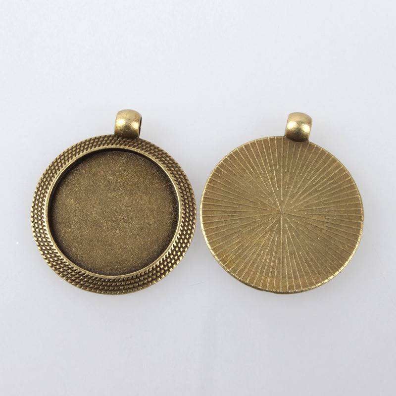 2 x 25mm bronze cabochon holdere, cabochon vedhæng 102AB 