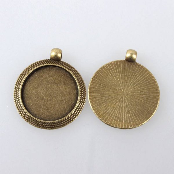 2 x 25mm bronze cabochon holdere, cabochon vedh&aelig;ng 102AB 