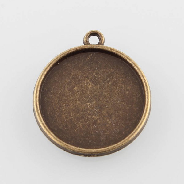 2 x 25mm bronze cabochon holdere, cabochon vedh&aelig;ng 43AB