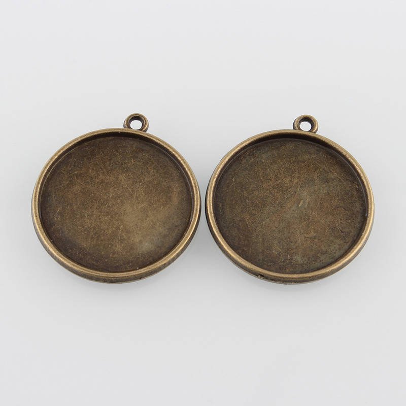 2 x 20mm bronze cabochon holdere, cabochon vedhæng 41AB 