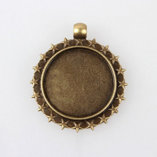 2 x 25mm bronze cabochon holdere, cabochon vedh&aelig;ng 80AB