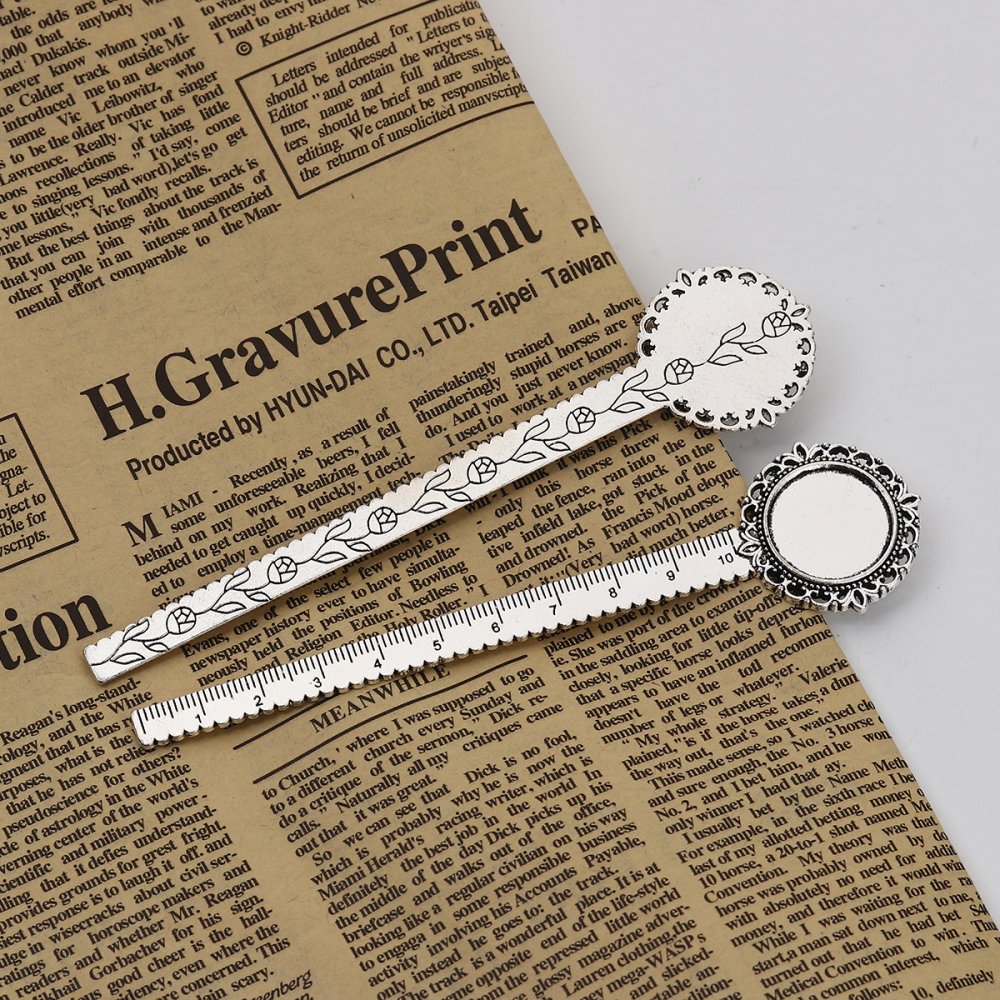 3 bogmærker lineal cabochon 20 mm N°01 Aged Silver