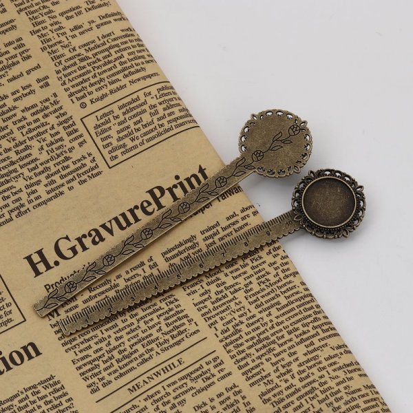 3 bogm&aelig;rker lineal cabochon 20 mm N&deg;01 Bronze