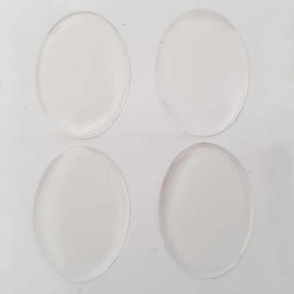 4 selvklæbende harpiks-cabochons 18 x 25 mm gennemsigtig
