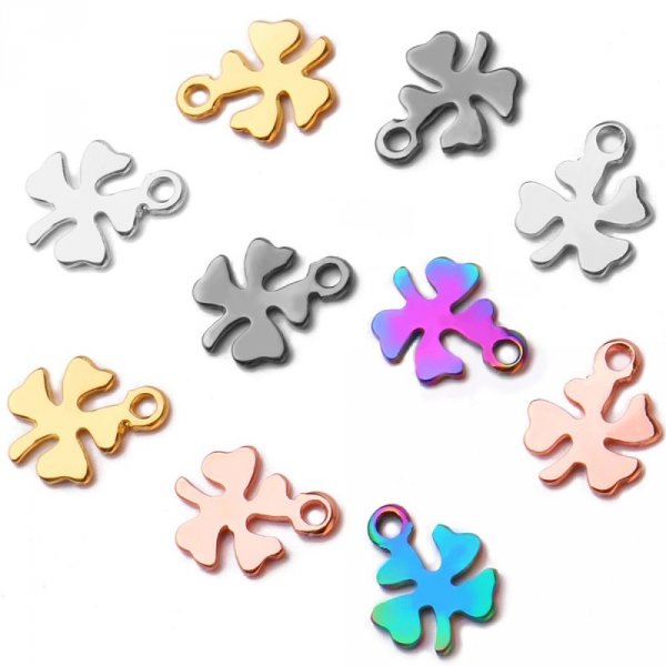 5 Breloques en Acier Inoxydable fleur N&deg;03 dor&eacute; 10.5 x 8mm