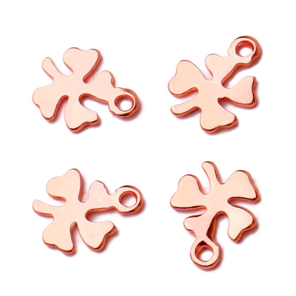 5 Breloques en Acier Inoxydable fleur N°03 doré rosé 10.5 x 8mm