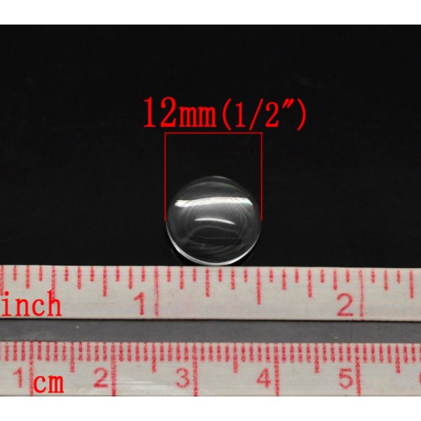 5 Cabochons Rund 12 mm i gennemsigtigt glas N&deg;03