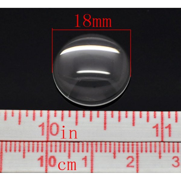5 Cabochons Rund 18 mm i gennemsigtigt glas N&deg;07