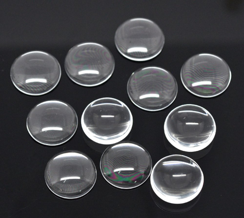 5 Cabochons Rund 20 mm i klart glas N°08