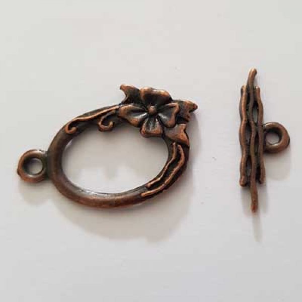 5 Fermoirs Toggle Motif Fleur Cuivre N&deg;19