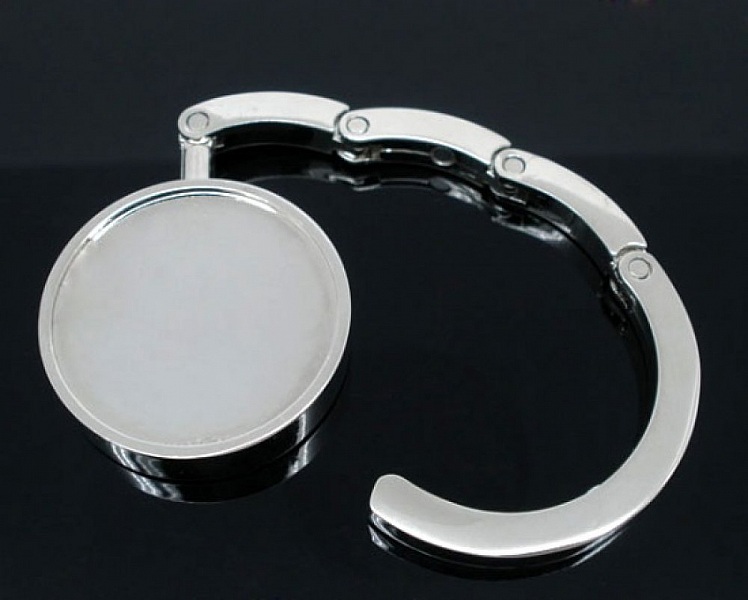 Accroche-sac rond en m&eacute;tal pour cabochon 30 mm