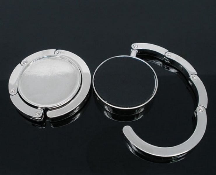 Accroche-sac rond en m&eacute;tal pour cabochon 30 mm