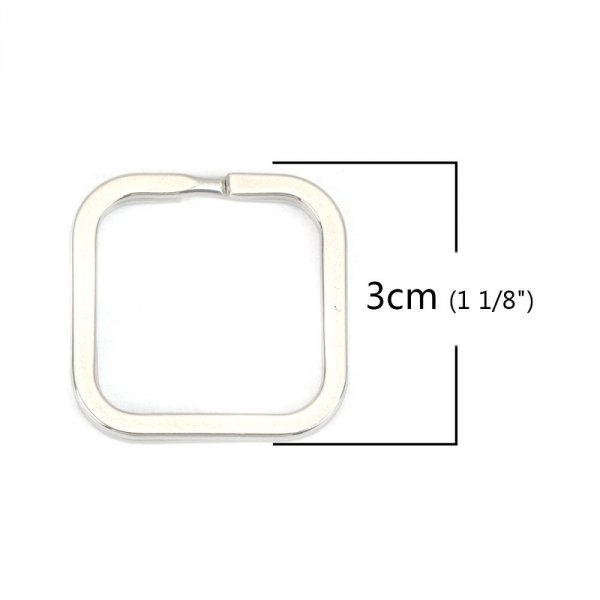 N&oslash;glering i firkantet form Rustfrit st&aring;l 30 x 30 mm