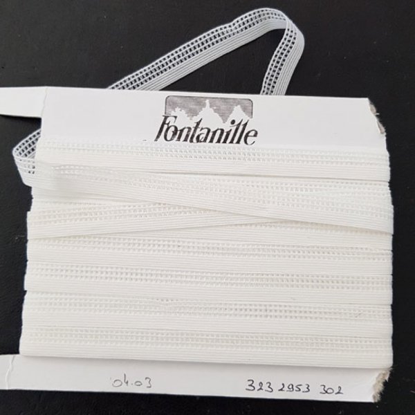 I meterm&aring;l Fancy hvid elastik 12 mm.