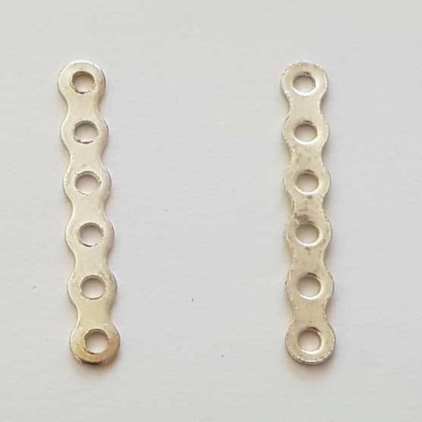 Barre Argent Entretoise S&eacute;parateur perle, multi rangs 6 trous N&deg;01
