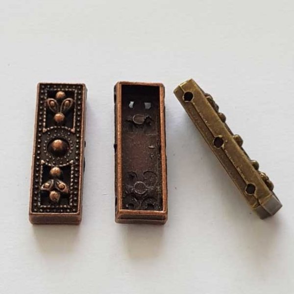 Barre Bronze Entretoise S&eacute;parateur perle, multi rangs 3 trous N&deg;06