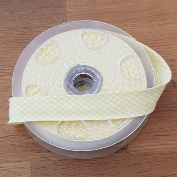 Gul Gingham Fancy Bias Alle tekstiler 1 meter krave 09