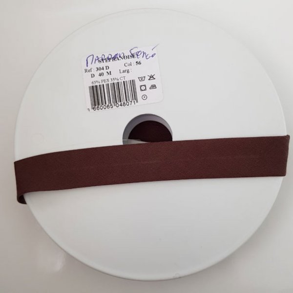 Skr&aring;tst&aring;ende tekstil 1 meter krave 56 M&oslash;rkebrun