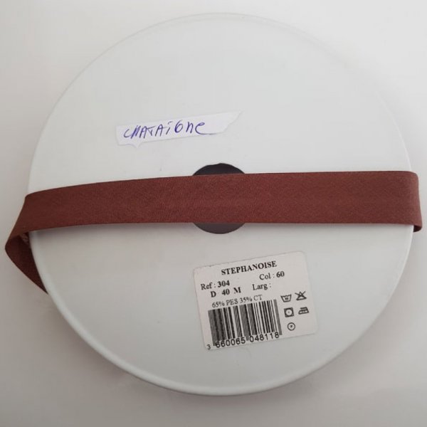 Alt tekstil, ensfarvet skr&aring;streg 1 meter krave 60 kastanje