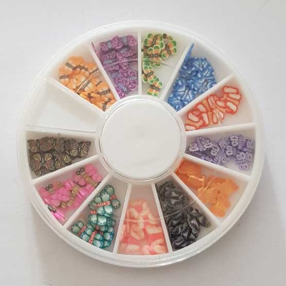 Boite De Strass Papillons Multi-couleur Rond Ongles Nail Art