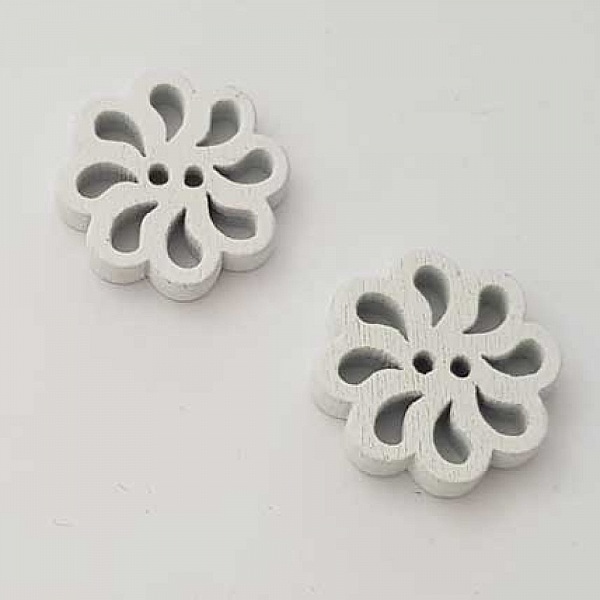 Bouton bois Fleur Blanc N&deg;01-01