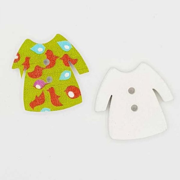 Gr&oslash;n kjole med tr&aelig;knapper N&deg;02-01