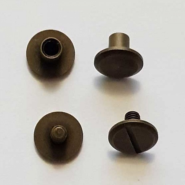 Bouton de col &agrave; visser 6 mm 01 Vieux Laiton en Zamak Plaqu&eacute; Argent a vis