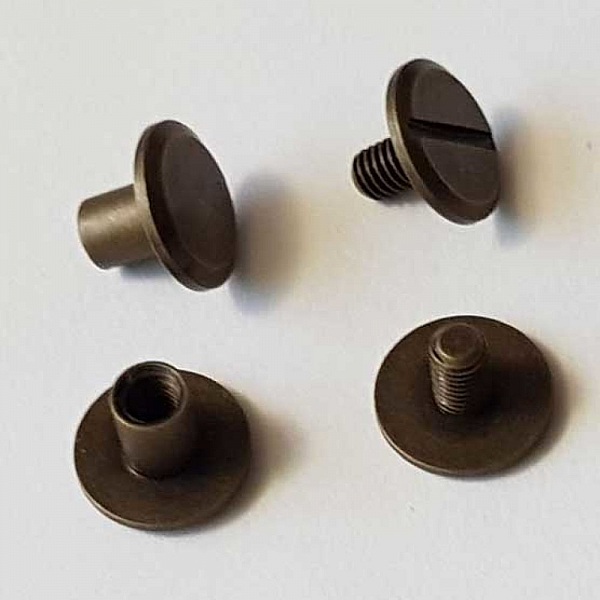 Bouton de col &agrave; visser 6 mm 01 Vieux Laiton en Zamak Plaqu&eacute; Argent a vis