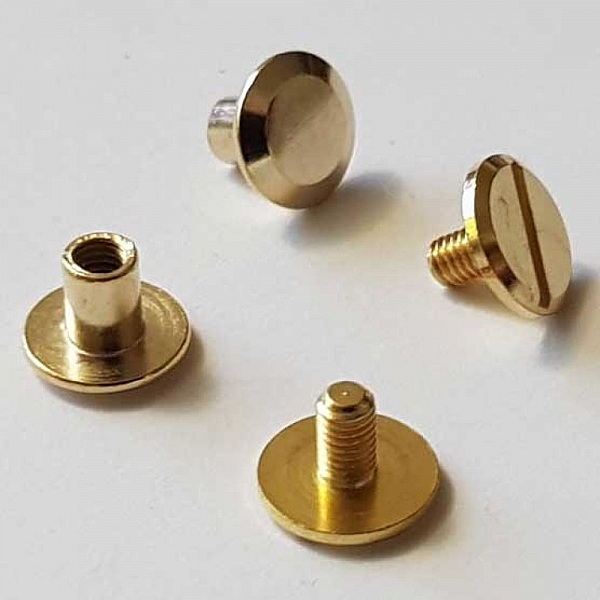 Bouton de col &agrave; visser 6 mm 01 Dor&eacute; en Zamak Plaqu&eacute; Argent a vis