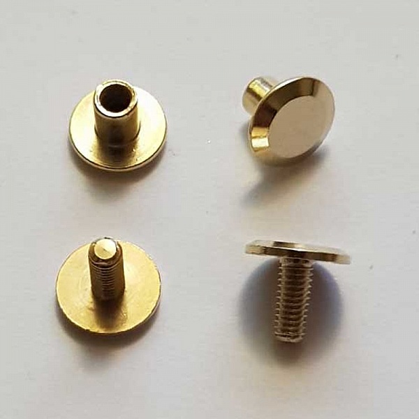 Bouton de col &agrave; visser 6 mm 02 Dor&eacute; en Zamak Plaqu&eacute; Argent a vis