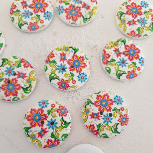 Tr&aelig;knap blomster 30 mm N&deg;01 x 10 stk.