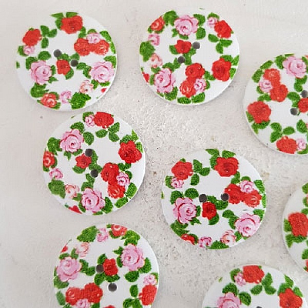 Tr&aelig;knap blomster 30 mm N&deg;06 x 10 stk.