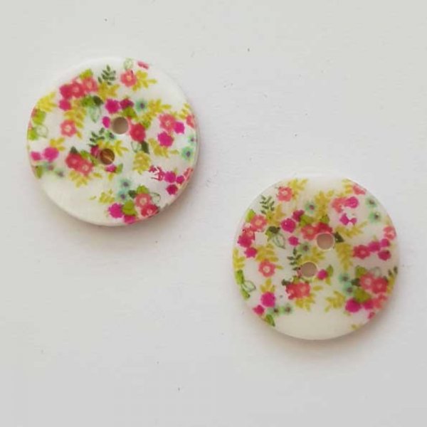 Bouton fantaisie Rond &agrave; fleurs 18 mm N&deg;08