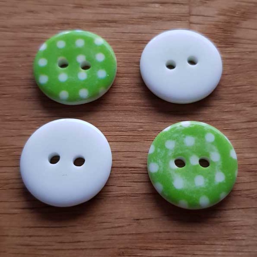 Bouton fantaisie à pois 18 mm Vert